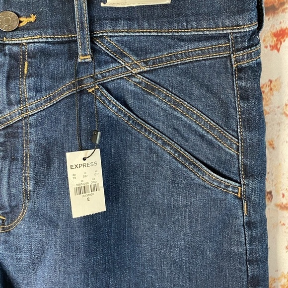 Express Shortie Vintage Super High Rise Western Denim Jean Shorts 12 Cutoff - Picture 4 of 9
